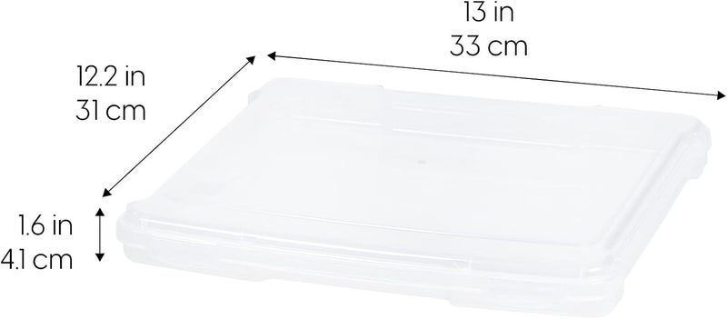 IrisUSA Board Game Storage Craft Organizer Box with Snap-Tight Latch Lid, 10-Pack Portable Plastic Case Bin for Puzzles, Magazines, Hobbies, Art Supplies, Fits 8.5" x 11" & A4 Papers, Slim, Clear - Image 2
